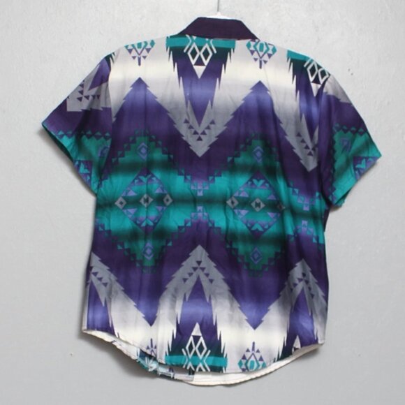 Roughrider vintage cotton asymmetrical western rodeo short sleeve button up - Picture 2 of 4